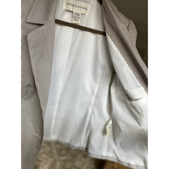 Doncaster Striped Peplum Blazer Suit Pant French Scandi Business Parisian Preppy - Picture 6 of 13